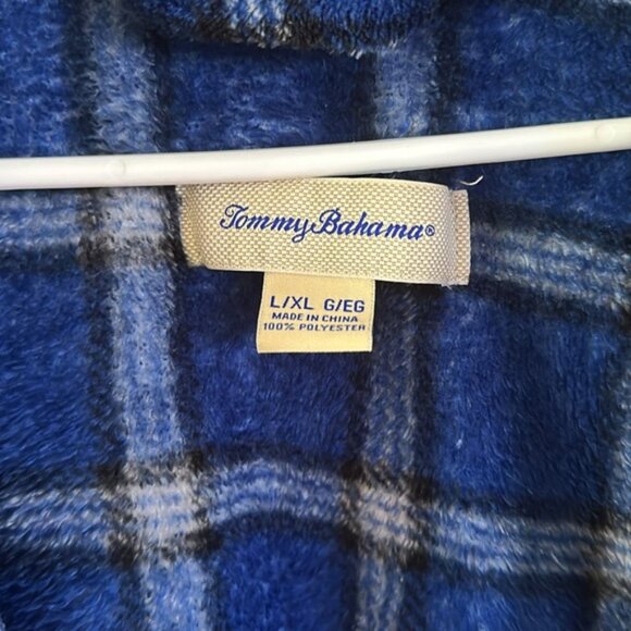 Tommy Bahama Men's Blue Plaid Fleece Robe Size XL - Picture 2 of 3